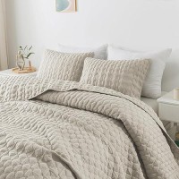 Wdcozy Light Beige Oversized California Cal King Size Quilt Bedding Set With 2 Pillow Shams Lightweight Soft Bedspread Coverlet