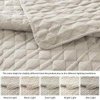 Wdcozy Light Beige Oversized California Cal King Size Quilt Bedding Set With 2 Pillow Shams Lightweight Soft Bedspread Coverlet