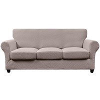 Searchi Stretch Sofa Cover Couch Cover 4 Pieces Sofa Slipcover With 3 Separate Cushion Cover Soft Jacquard Fabric Washable Fu