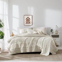 Wdcozy Beige Boho Twin Quit Size Bedding Set With 1 Pillow Sham Farmhouse Lightweight Soft Bedspread Coverlet For All Season 2