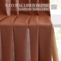 Terracotta Linen Curtains 102 Inches Long 2 Panels For Living Room Pinch Pleated Light Filtering Semi Sheer Window Curtains Boho