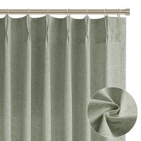 Sage Green Curtains 120 Inches Long For Living Room Bedroom Pinch Pleat Light Green Linen Textured Window Curtains Aesthetic Neu