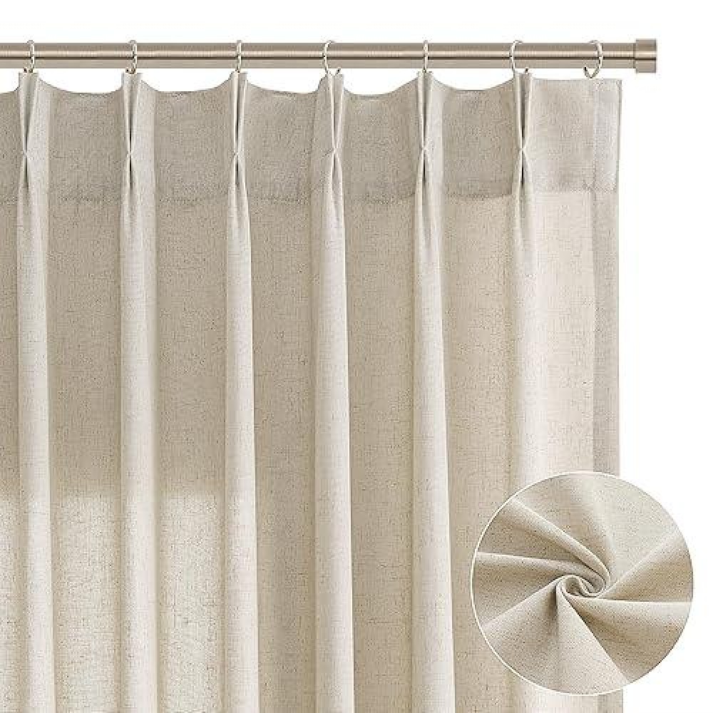 Sage Green Curtains 102 Inches Long For Living Room Bedroom Pinch Pleat Light Green Linen Textured Window Curtains Aesthetic Neu