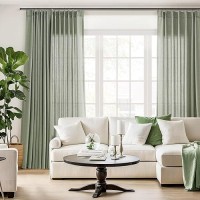 Sage Green Curtains 84 Inches Long For Living Room Bedroom Pinch Pleat Light Green Linen Textured Window Curtains Aesthetic Neut