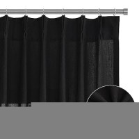 Black Linen Curtains 120 Inches Long 2 Panel Set Pinch Pleated Light Filtering Privacy Aesthetic Modern Elegant Muslin Halloween