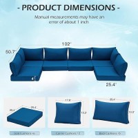 Homrest Outdoor Replacement Cushions For Patio Furniture Water-Repellent Sofa Cushions For 6-Seat Rattan Wicker Sectional Patio Conversation Sets 14-Piece Cushions Set For Outdoor Couch(Blue)