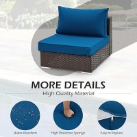 Homrest Outdoor Replacement Cushions For Patio Furniture Water-Repellent Sofa Cushions For 6-Seat Rattan Wicker Sectional Patio Conversation Sets 14-Piece Cushions Set For Outdoor Couch(Blue)