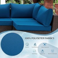 Homrest Outdoor Replacement Cushions For Patio Furniture Water-Repellent Sofa Cushions For 6-Seat Rattan Wicker Sectional Patio Conversation Sets 14-Piece Cushions Set For Outdoor Couch(Blue)