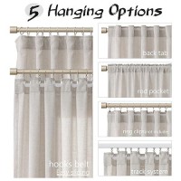 Joywell Birch Hook Belt Linen Semi Sheer Curtains 108 Inches Length Long Rod Pocket Back Tab Hook Belt Clip Rings Window Curtain