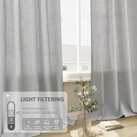 Joywell Gray Birch Linen Semi Sheer Curtains 84 Inches Length Long Rod Pocket Back Tab Hook Belt Clip Rings Window Curtains Drap