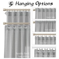 Joywell Gray Birch Linen Semi Sheer Curtains 84 Inches Length Long Rod Pocket Back Tab Hook Belt Clip Rings Window Curtains Drap