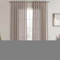 Joywell Brownish Grey Linen Semi Sheer Curtains 84 Inches Length Long Rod Pocket Back Tab Hook Belt Clip Rings Window Curtains D