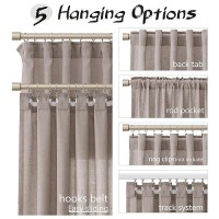 Joywell Brownish Grey Linen Semi Sheer Curtains 84 Inches Length Long Rod Pocket Back Tab Hook Belt Clip Rings Window Curtains D