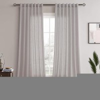 Joywell Light Beige Linen Semi Sheer Curtains 108 Inches Length Long Rod Pocket Back Tab Hook Belt Clip Rings Window Curtains Dr