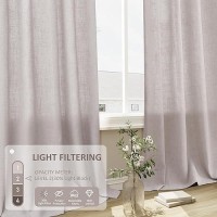 Joywell Light Beige Linen Semi Sheer Curtains 108 Inches Length Long Rod Pocket Back Tab Hook Belt Clip Rings Window Curtains Dr