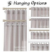 Joywell Light Beige Linen Semi Sheer Curtains 108 Inches Length Long Rod Pocket Back Tab Hook Belt Clip Rings Window Curtains Dr