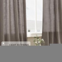 Joywell Light Brown Linen Semi Sheer Curtains 108 Inches Length Long Rod Pocket Back Tab Hook Belt Clip Rings Window Curtains Dr