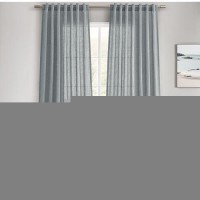 Joywell Blue Hook Belt Linen Semi Sheer Curtains 108 Inches Length Long Rod Pocket Back Tab Hook Belt Clip Rings Window Curtains