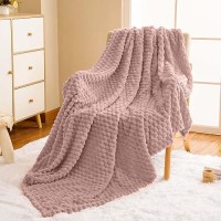 Vessia Flannel Fleece Throw Blanket For Adults And Kids  3D Jacquard Grey Pink Fuzzy And Warm Blanket For Couch Sofa Bed Chair  300Gsm Super Soft Touch Cozy Throw For All-Season Home Decor(50X40Inch)