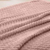 Vessia Flannel Fleece Throw Blanket For Adults And Kids  3D Jacquard Grey Pink Fuzzy And Warm Blanket For Couch Sofa Bed Chair  300Gsm Super Soft Touch Cozy Throw For All-Season Home Decor(50X40Inch)