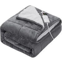 Lagraty Heated Weighted Blanket For Adults - Electric Throw Blanket With 10 Heating Levels: Soft Flannel Sherpa Weighted Heated Blanket 50