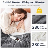 Lagraty Heated Weighted Blanket For Adults - Electric Throw Blanket With 10 Heating Levels: Soft Flannel Sherpa Weighted Heated Blanket 50