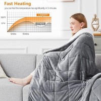 Lagraty Heated Weighted Blanket For Adults - Electric Throw Blanket With 10 Heating Levels: Soft Flannel Sherpa Weighted Heated Blanket 50