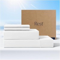 Rest Evercool Cooling Sheet Set Cali King Arctic White Breathable Bed Sheets For Hot Sleeper And Night Sweats With Pillowca