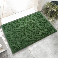 Vivanest Green Leaves Outdoor Indoor Entrance Doormats Absorbent Durable Heavy Duty Welcome Front Door Mat Thick Natural Rubber