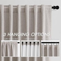 100% Blackout Linen Curtains 84 Inch Length 2 Panels Brownish Grey Light Blocking Darkening Living Room Curtains 84 Inches Long Elegant Modern Back Tab Pocket Noise Reducing Drapes For Nursery 7 Ft