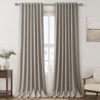 Extra Long Blackout Curtains 108 Inches Long Dark Apricot Modern Linen Back Tab Rod Pocket Curtains For Sliding Glass Doors Thermal Light Blocking Floor Length Windows Drapes With White Backing 9Ft