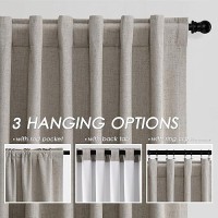 Extra Long Blackout Curtains 108 Inches Long Dark Apricot Modern Linen Back Tab Rod Pocket Curtains For Sliding Glass Doors Thermal Light Blocking Floor Length Windows Drapes With White Backing 9Ft