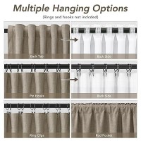 Mocha Linen Blackout Curtains For Bedroom 96 Inch Length 2 Panels Set Back Tab Pocket Neutral Farmhouse Living Room Darkening Cu