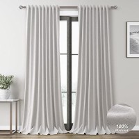 Silver Birch Linen Blackout Curtains For Bedroom 96 Inch Length 2 Panels Set Back Tab Pocket Neutral Farmhouse Living Room Darke