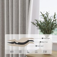 Silver Linen Blackout Curtains For Bedroom 108 Inch Length 2 Panels Set Back Tab Pocket Neutral Farmhouse Living Room Darkening