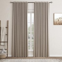 Light Taupe Linen Blackout Curtains For Bedroom 84 Inch Length 2 Panels Set Back Tab Pocket Neutral Farmhouse Living Room Darken