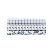 Eddie Bauer - Queen Sheet Set  Premium Cotton Percale Bedding Set  Floral Home Decor  Oeko-Tex Certified (Woodblock Floral Blue  Queen)