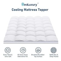 Full Mattress Topper Extra Thick Pillowtop Cooling Mattress Topper Plush Mattress Pad Cover Protector With 821 Inch Deep Pocket