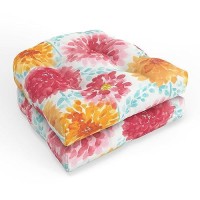 Pillow Perfect Bright Floral Seat Cushion 19 X 19 Pink Gardenia Bloom 2 Count