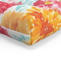 Pillow Perfect Bright Floral Seat Cushion 19 X 19 Pink Gardenia Bloom 2 Count