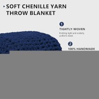 L'Agraty Chunky Knit Blanket Throw: 72''X84'' Chenille Chunky Knitted Throw Blanket For Bed Couch - Handmade Thick Big Cable Knit Blanket - Large Chunky Crochet Blanket For Home Decor(Navy Blue)