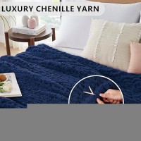 L'Agraty Chunky Knit Blanket Throw: 72''X84'' Chenille Chunky Knitted Throw Blanket For Bed Couch - Handmade Thick Big Cable Knit Blanket - Large Chunky Crochet Blanket For Home Decor(Navy Blue)