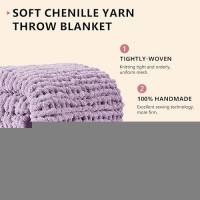 L'Agraty Chunky Knit Blanket Throw: 72''X84'' Chenille Chunky Knitted Throw Blanket For Bed Couch - Handmade Thick Big Cable Knit Blanket - Large Chunky Crochet Rope Blanket For Home Decor(Purple)