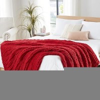 L'Agraty Chunky Knit Blanket Throw: 72''X84'' Chenille Chunky Knitted Throw Blanket For Bed Couch - Handmade Thick Big Cable Knit Blanket - Large Chunky Crochet Rope Blanket For Home Decor(Red)