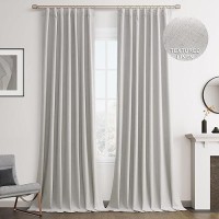 Joywell Grayish White Linen 100% Blackout Curtains 108 Inch Long  Rod Pocket/Back Tab/Hook Belt/Clip Rings Thermal Insulated Drapes For Bedroom Living Room With Hooks 2 Panels 52 X 108