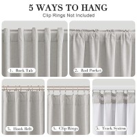 Joywell Grayish White Linen 100% Blackout Curtains 108 Inch Long  Rod Pocket/Back Tab/Hook Belt/Clip Rings Thermal Insulated Drapes For Bedroom Living Room With Hooks 2 Panels 52 X 108