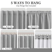 Joywell Silver Grey Linen 100% Blackout Curtains 96 Inch Long  Rod Pocket/Back Tab/Hook Belt/Clip Rings Thermal Insulated Drapes For Bedroom Living Room With Hooks 2 Panels 52 X 96