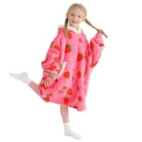 Kipswiza Blanket Hoodie For Kids Oversized Wearable Blanket Super Soft Warm Sherpa Fleece Blanket Sweatshirt For Girls Boys Chi