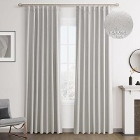 Joywell Grayish White Linen 100% Blackout Curtains 96 Inch Long  Rod Pocket/Back Tab/Hook Belt/Clip Rings Thermal Insulated Drapes For Bedroom Living Room With Hooks 2 Panels 52 X 96