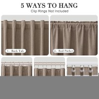 Joywell Light Brown Linen 100% Blackout Curtains 96 Inch Long  Rod Pocket/Back Tab/Hook Belt/Clip Rings Thermal Insulated Drapes For Bedroom Living Room With Hooks 2 Panels 52 X 96